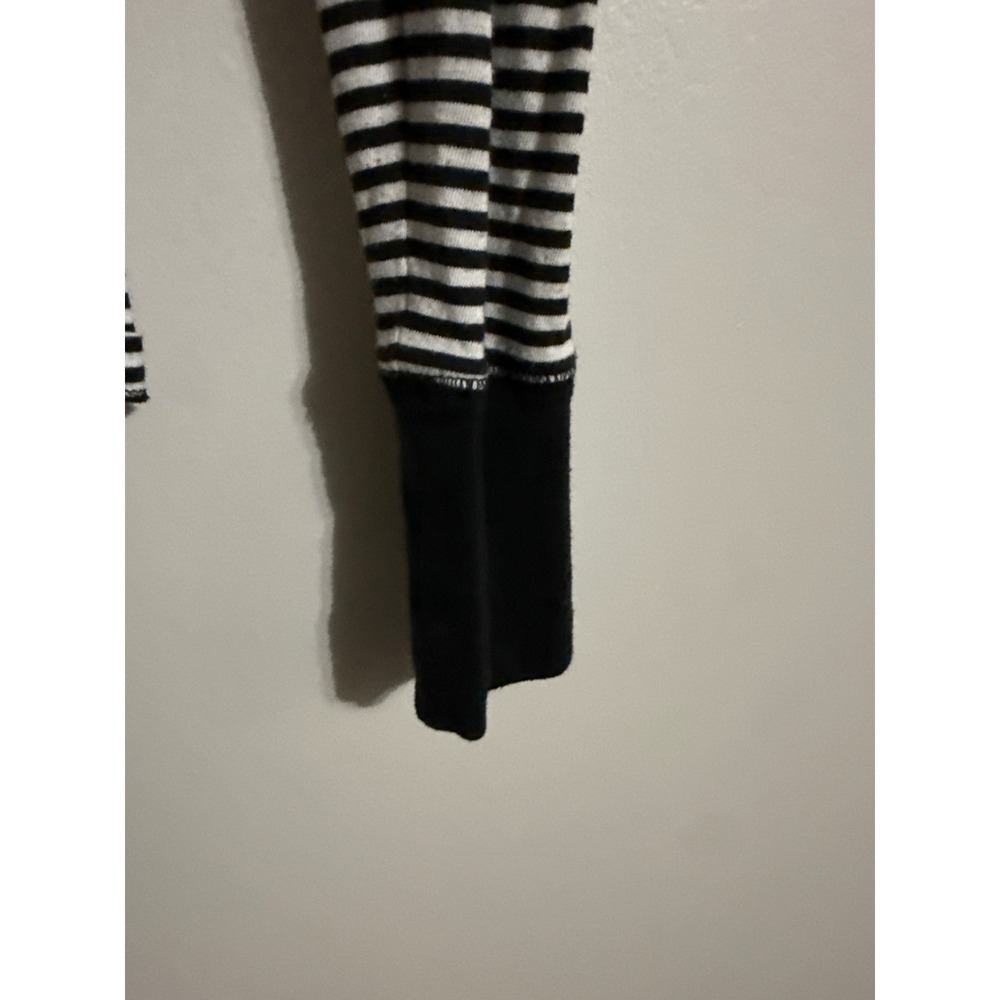 Victorias Secret PINK Striped Hooded Top Black White V-Neck Empire Waist Small - Picture 5 of 7